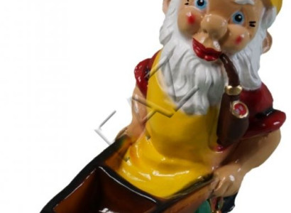 Design Dwarf with Wheelbarrow Figure Garden Statue Sculpture Figures Sculptures new
